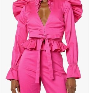 Pink Ruffled designer top or jacket size 3X NWT